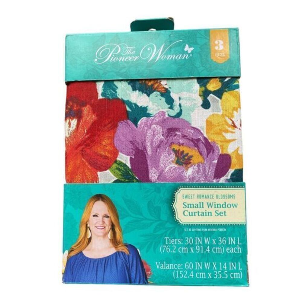 The Pioneer‎ Woman Sweet Romance Blossoms, Small Window 3 piece Curtain Set New!